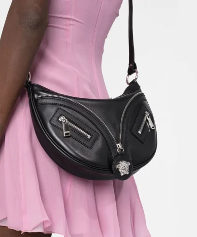 Alternative view of Versace Small Repeat Hobo Bag In Black