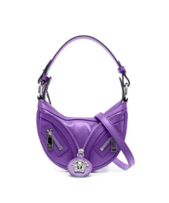 Versace Mini Repeat Hobo Bag In Purple