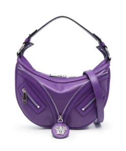 Versace Small Repeat Hobo Bag In Purple