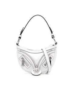Versace Mini Repeat Hobo Bag In White