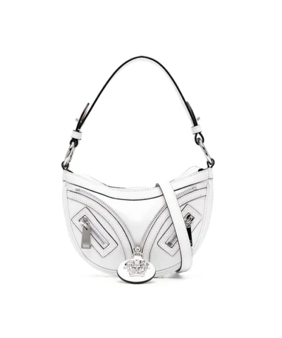 Versace Mini Repeat Hobo Bag In White