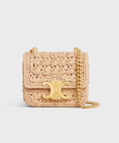 Celine Mini Chain Claude In Raffia Natural