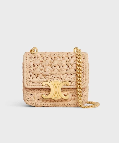 Celine Mini Chain Claude In Raffia Natural