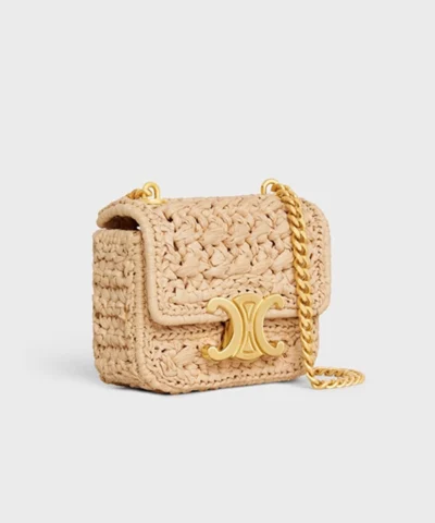 Alternative view of Celine Mini Chain Claude In Raffia Natural