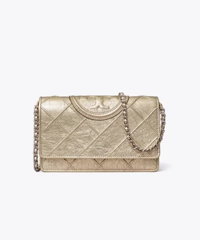 Tory Burch Fleming Metallic Leather Shoulder Bag