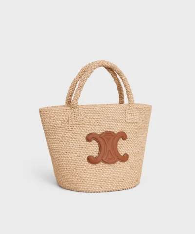 Alternative view of Celine Supple Small Triomphe Basket In Raffia And Calfskin Tan