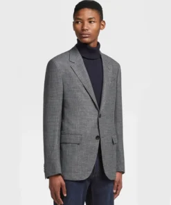 Zegna Pied De Poule Wool, Silk And Linen Jacket