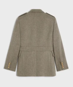Alternative view of Celine Saharienne Jacket In Diagonal Cashmere Beige Gris