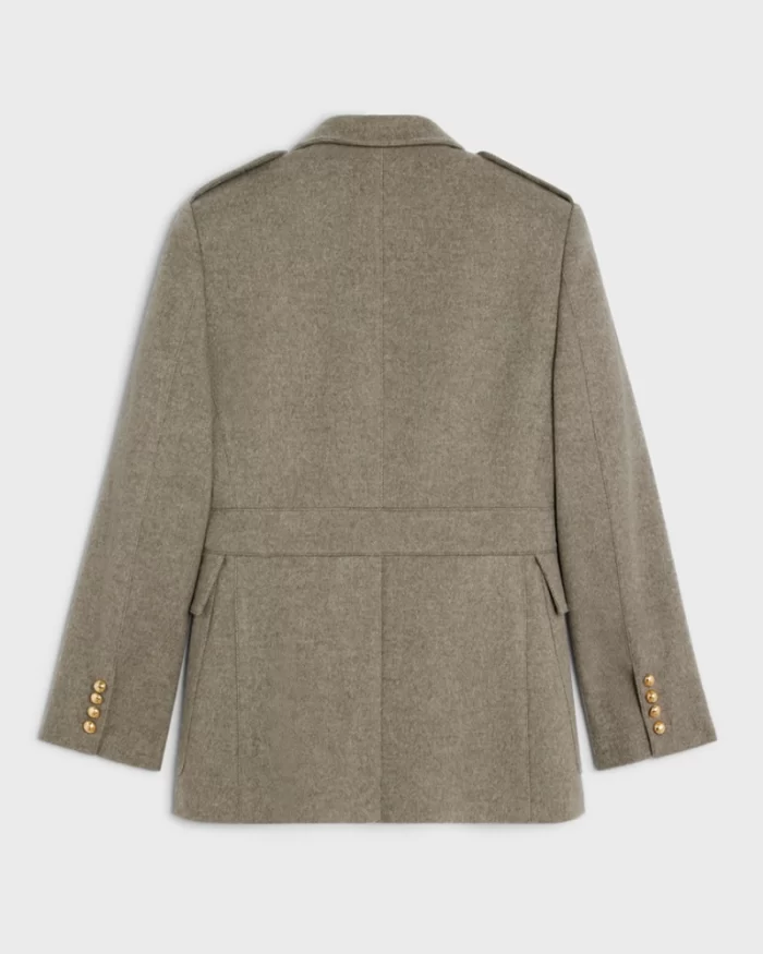 Celine Saharienne Jacket In Diagonal Cashmere Beige Gris - Image 2