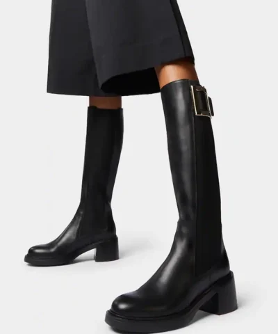 Alternative view of Roger Vivier Viv' Rangers Metal Buckle Chelsea Boots in Leather
