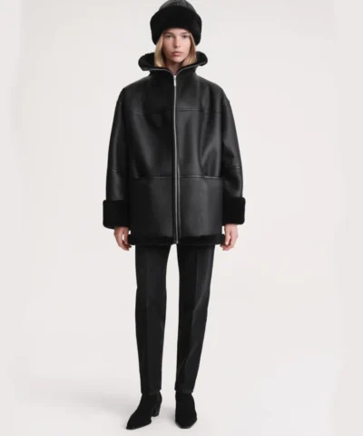 Alternative view of Toteme Signature Shearling Jacket Black