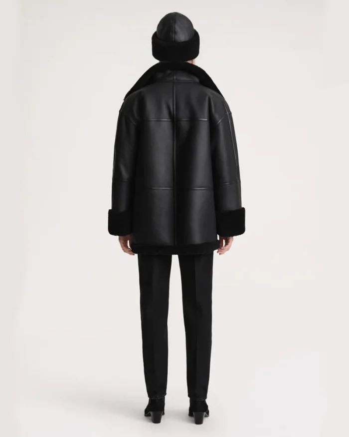 Toteme Signature Shearling Jacket Black - Image 5
