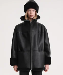 Toteme Signature Shearling Jacket Black