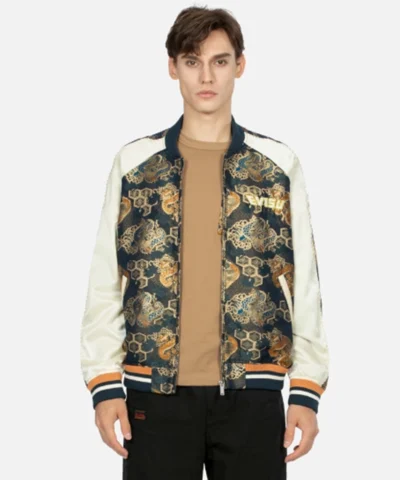 EVISU Men's Blue Emb Brocade Jacket