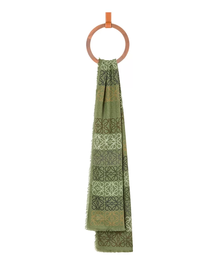 Loewe Anagram Scarf In Wool, Silk And Cashmere