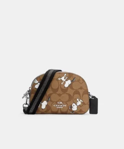Coach X Peanuts Mini Serena Crossbody In Signature Canvas With Snoopy Print