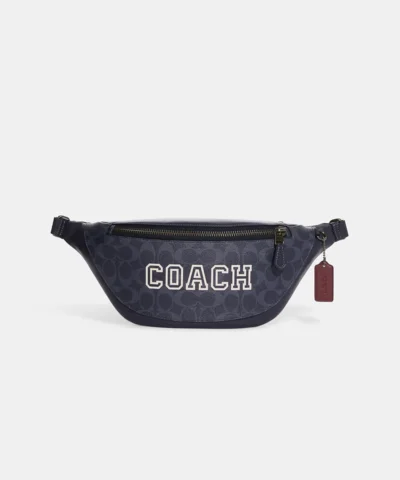 Coach Warren Belt Bag In Signature Canvas With Varsity Motif
