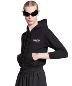 Balenciaga Men's Political Campaign Shrunk Zip-Up Hoodie