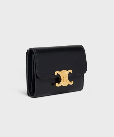 Alternative view of Celine Compact Wallet Coin Triomphe In Shiny Calfskin Black