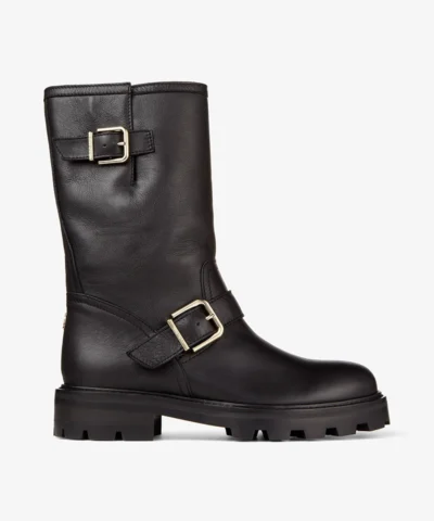 Jimmy Choo Black Smooth Leather Biker II Boots