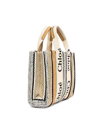 Alternative view of Chloe Woody Small Striped Linen Tote Bag