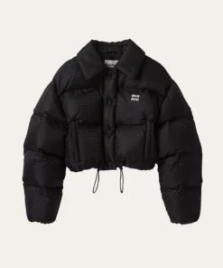 Miu Miu Logo-Print Crop Puffer Jacket