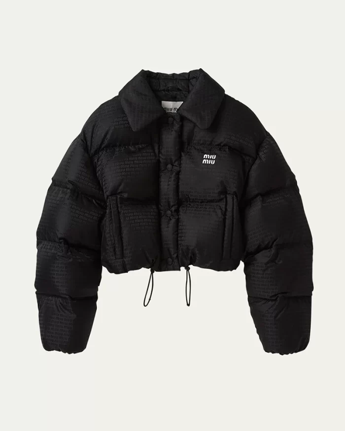 Miu Miu Logo-Print Crop Puffer Jacket