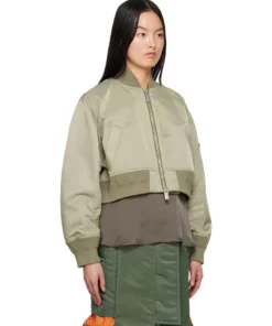 Alternative view of Sacai Khaki Cropped Bomber Jacket