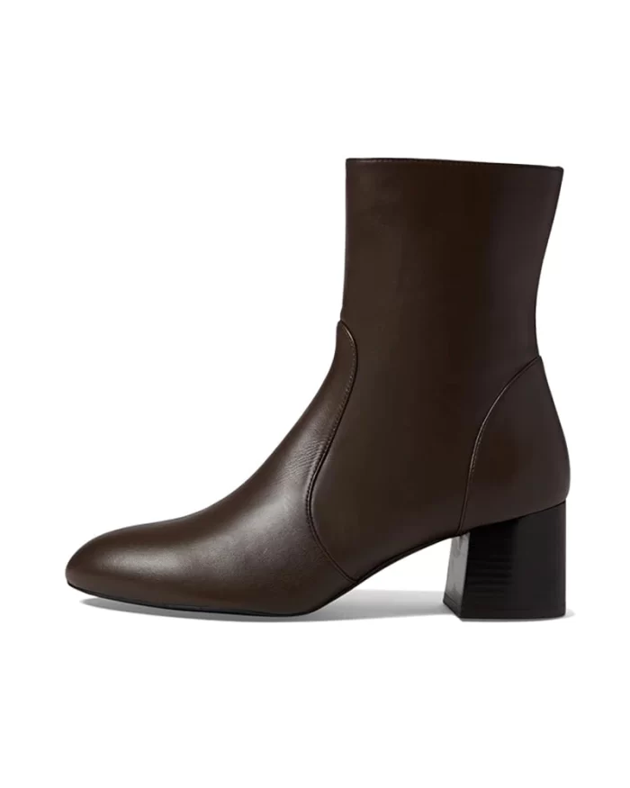 Stuart Weitzman Flareblock Leather Zip Ankle Booties - Image 10