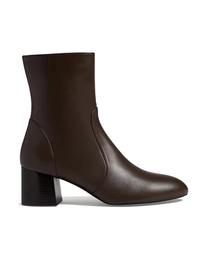 Stuart Weitzman Flareblock Leather Zip Ankle Booties - Image 7