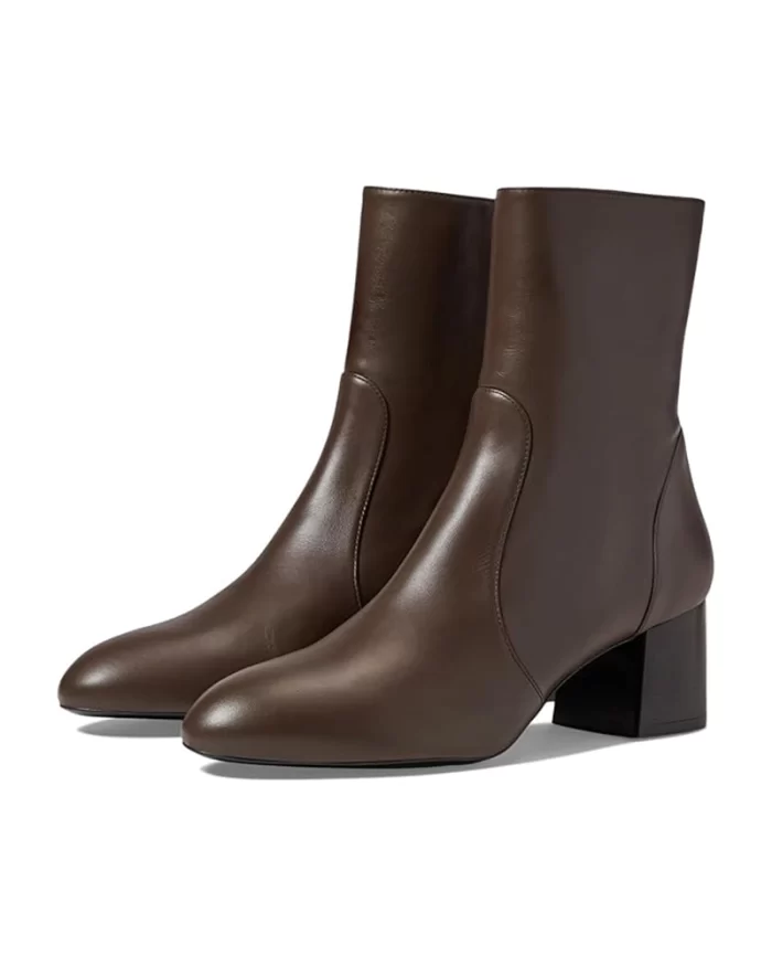 Stuart Weitzman Flareblock Leather Zip Ankle Booties - Image 8