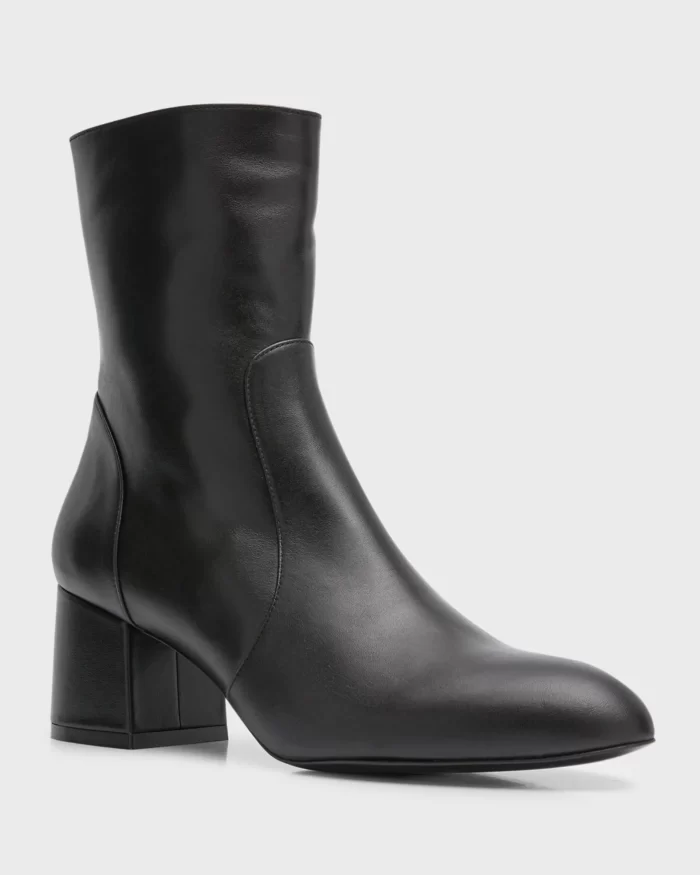 Stuart Weitzman Flareblock Leather Zip Ankle Booties - Image 5