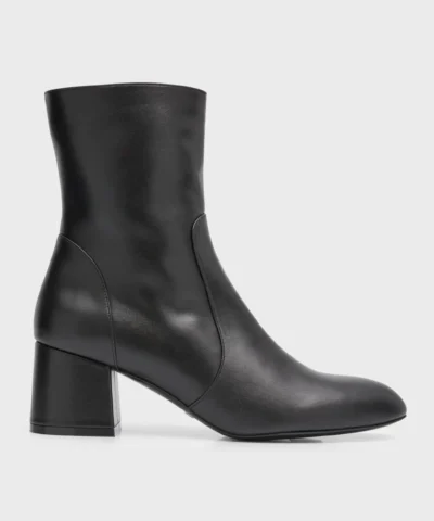 Stuart Weitzman Flareblock Leather Zip Ankle Booties