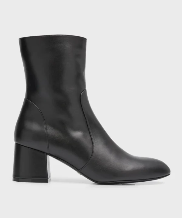 Stuart Weitzman Flareblock Leather Zip Ankle Booties