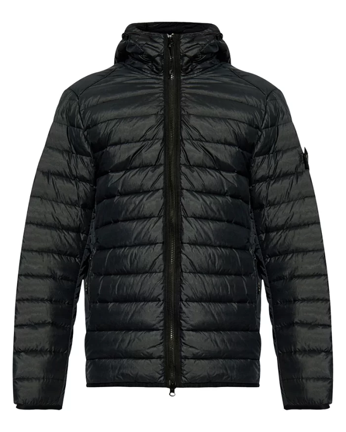 Stone Island Compass-Logo Hooded Navy Blue Down Jacket - Image 3