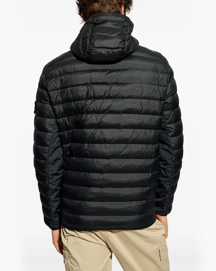 Stone Island Compass-Logo Hooded Navy Blue Down Jacket - Image 4