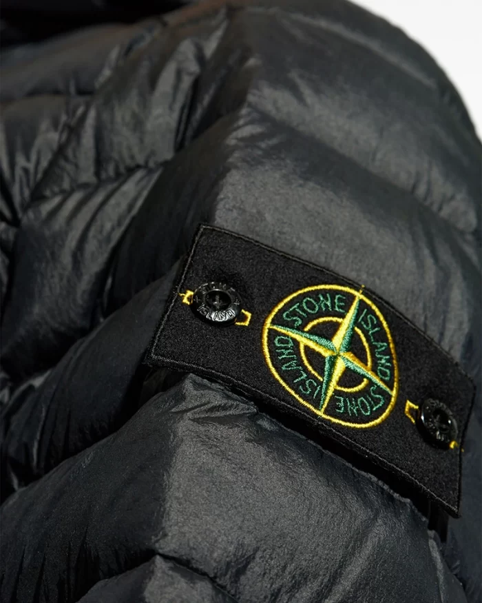 Stone Island Compass-Logo Hooded Navy Blue Down Jacket - Image 5